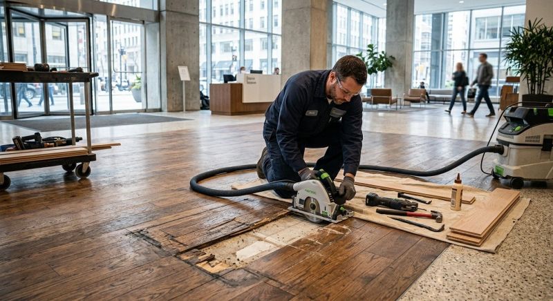 Our team working on Wood Floor Service projects in Salisbury, NC