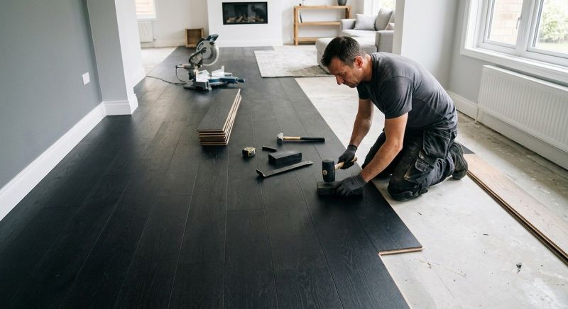 Dark Wood Floor Installation in Salisbury, NC