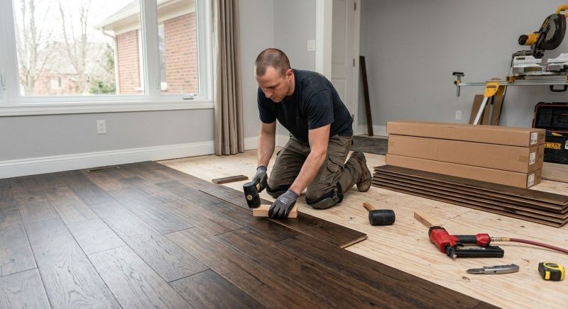 Dark Wood Floor Installation in Salisbury, NC